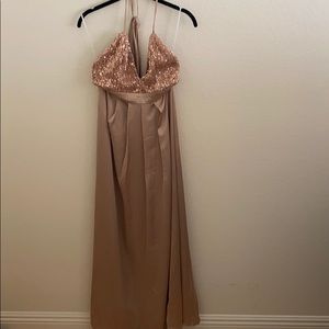 Showpo Pink Sequined Halter Dress - Size 10